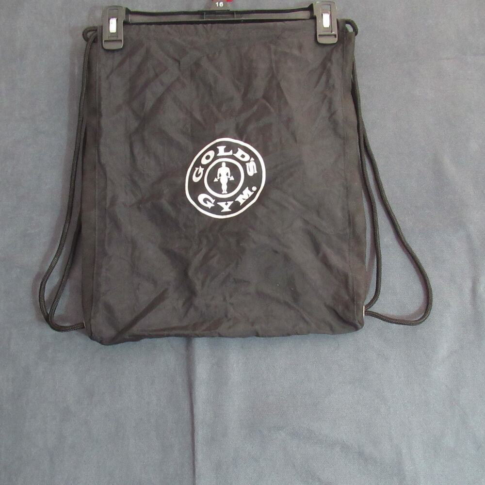 Golds Gym Drawstring Gym Sack Bag Black Backpack Tote Workout Fitness Yoga